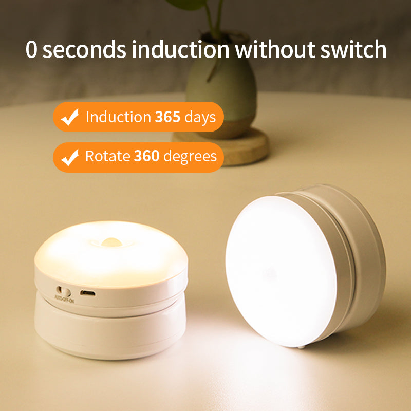 360° Rotatable Motion Sensor LED Night Light – Stick-On Mini Wall Lamp Rechargeable Light for Bedroom, Cabinet, Kitchen, Hallway & Entrance