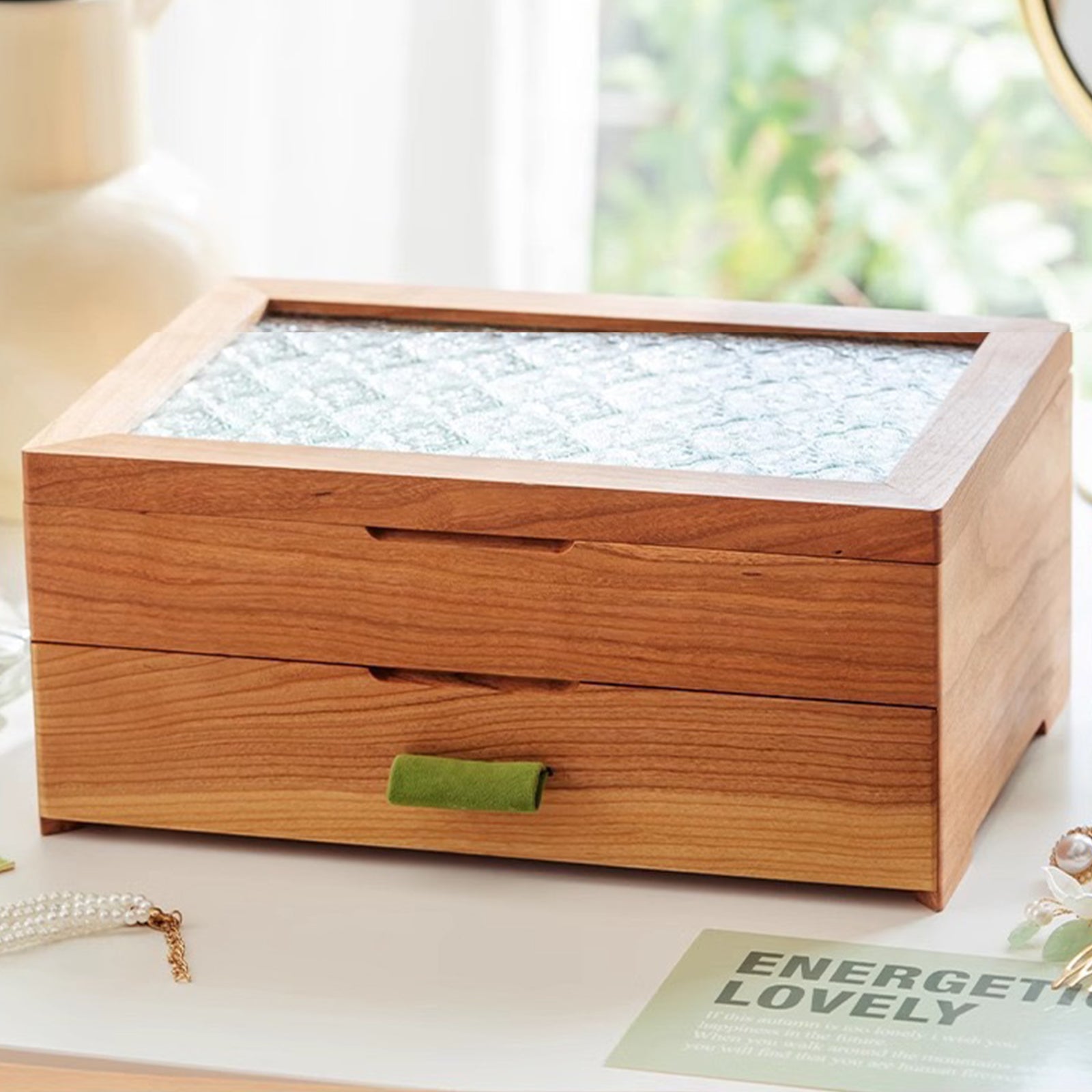 Cherry Wood Jewelry Box Magnetic Closure Elegant Gift for Women Jewelry Storage