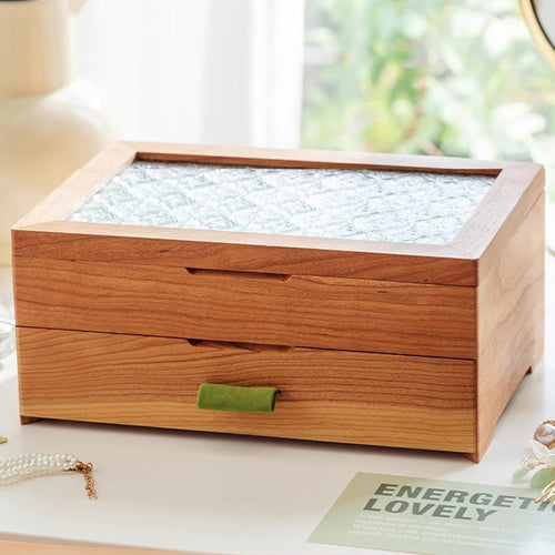 Cherry Wood Jewelry Box Magnetic Closure Elegant Gift for Women Jewelry Storage
