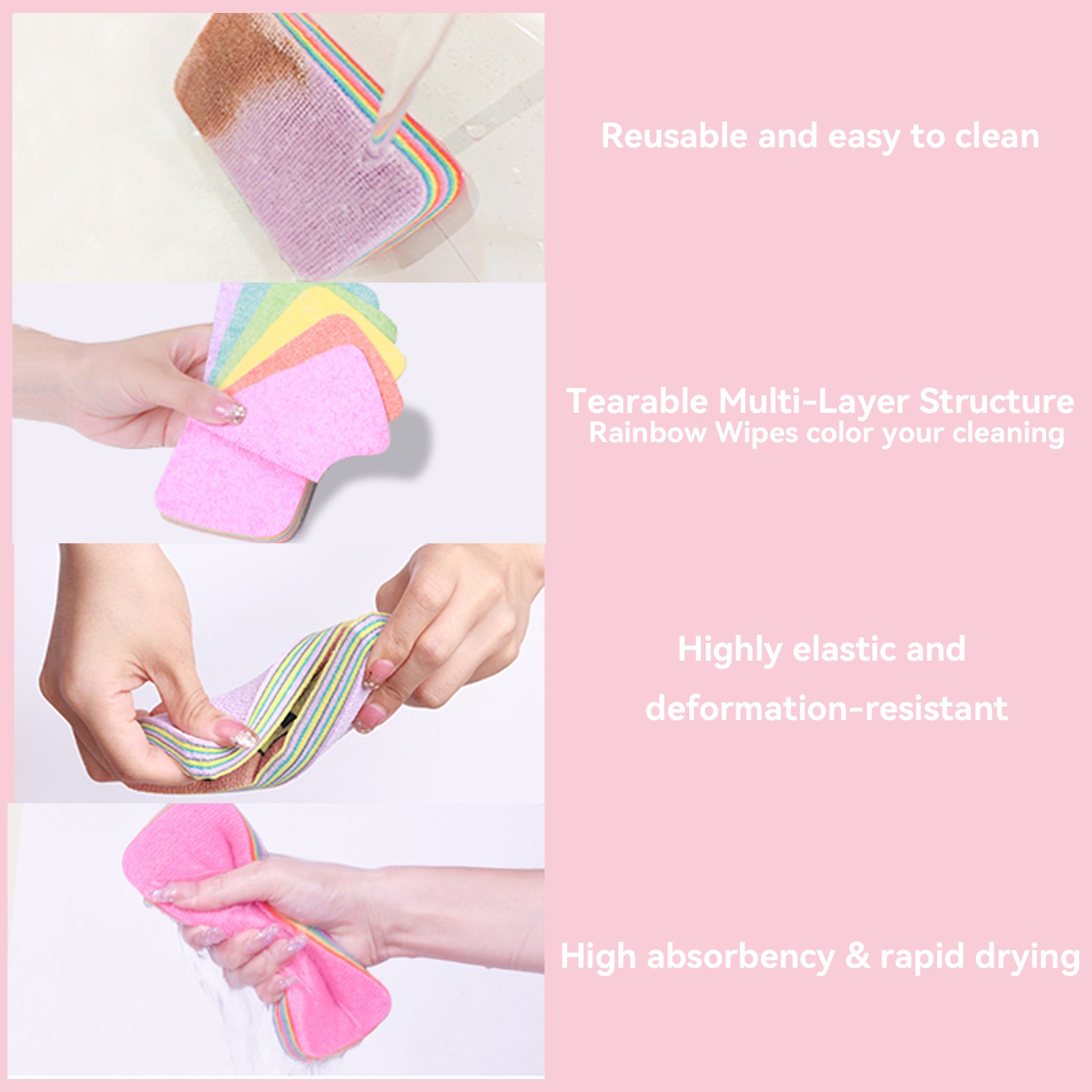 12-Layer Tearable Microfiber Cleaning Pad – Reusable Cloth for Kitchen, Blinds & Household Surfaces – Wet & Dry Use, Ultra Absorbent