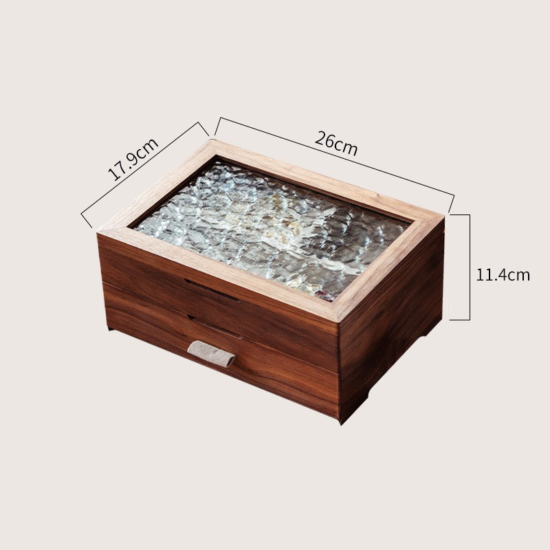 Elegant Walnut Jewelry Organizer with Magnetic Lid