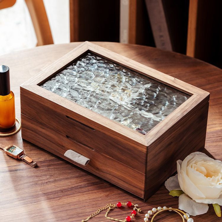 Jewelry Box with Magnetic Closure for Women Jewelry Storage Premium Solid Black Walnut Wood