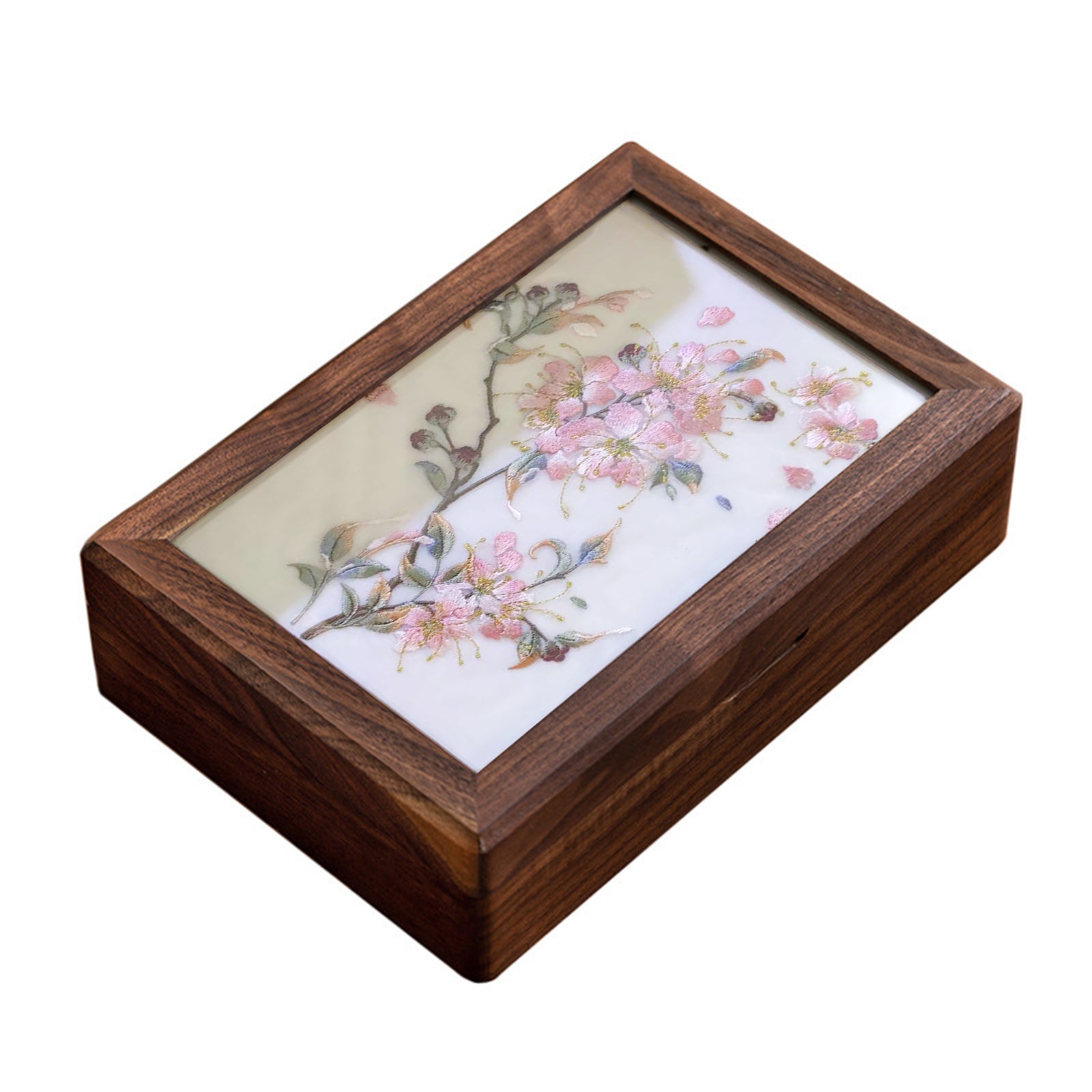 Chinese Embroidered Solid Wood Jewelry Box, Double Layer Storage Organizer, Oriental Vintage Style Keepsake Gift for Bride Wedding Engagement