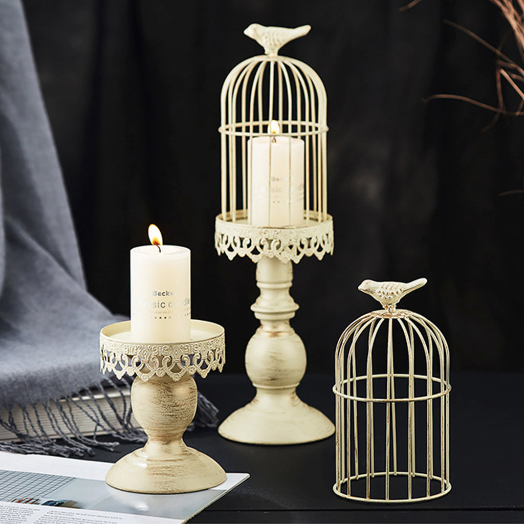 Retro Cream White Birdcage Candle Lantern