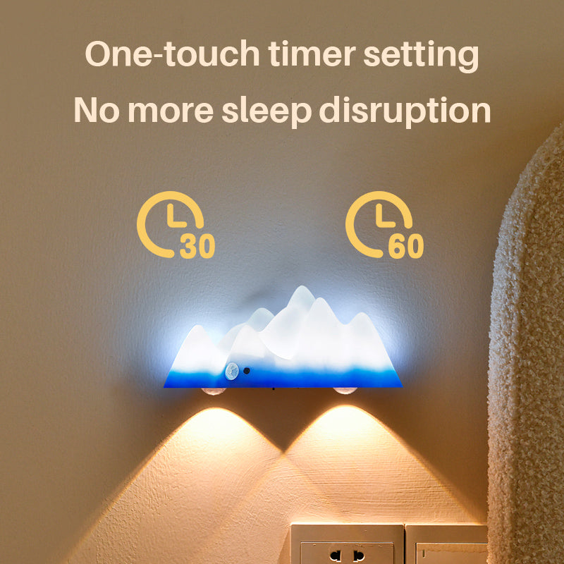Rechargeable Snow Mountain Wall Lamp with Remote Control, 3-5m Motion Sensor, Multi-Color Adjustable LED Light