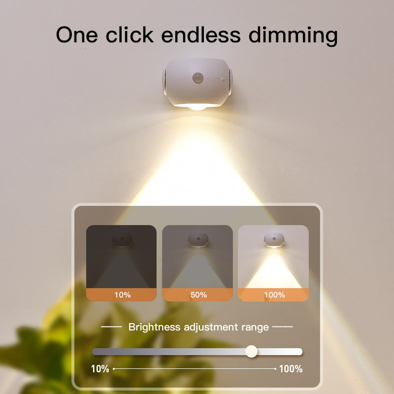 LED Wall Sconce with Motion Sensor, 3-Color Sunset Lamp for Bedroom, Rechargeable & Battery Operated, Magnetic Wireless Light, Dimmable Picture Light