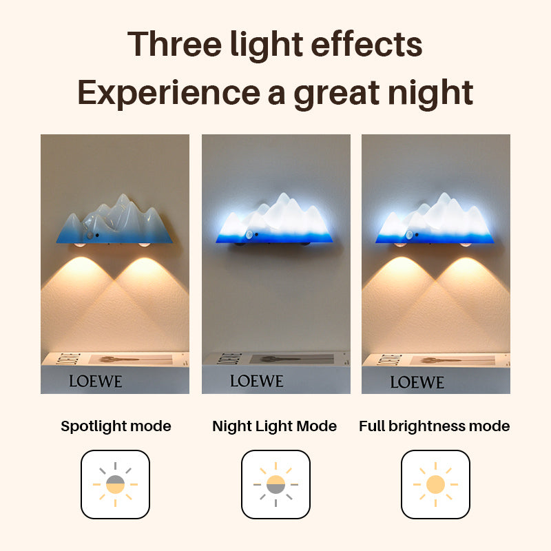 Rechargeable Snow Mountain Wall Lamp with Remote Control, 3-5m Motion Sensor, Multi-Color Adjustable LED Light