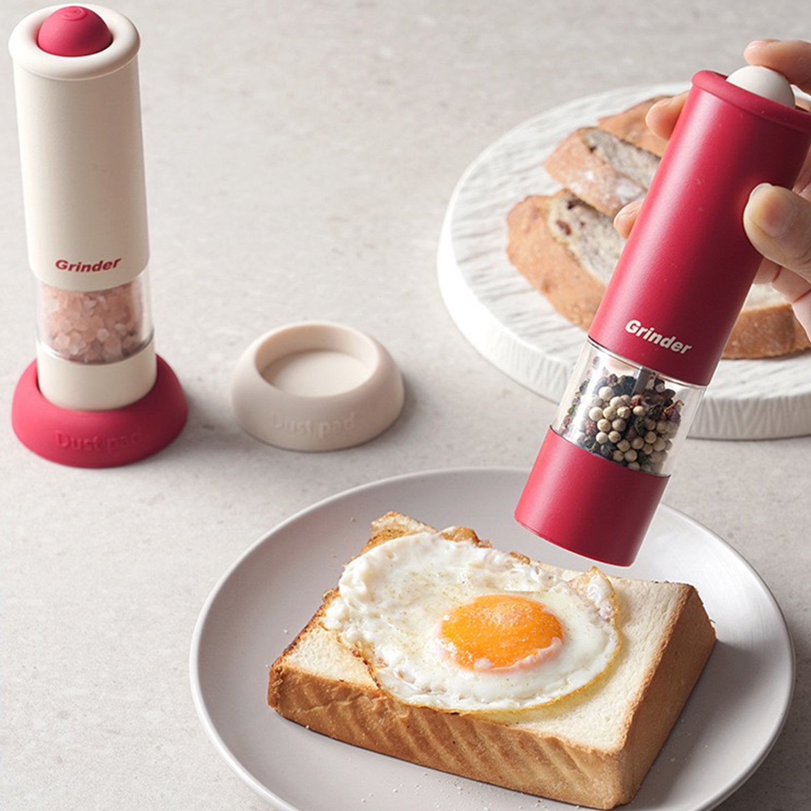 One-Touch Electric Grinder – Multi-Purpose Salt & Pepper Mill with Adjustable Coarseness, Visible Chamber, Non-Slip Base, Stylish Gift for BBQ & Parties