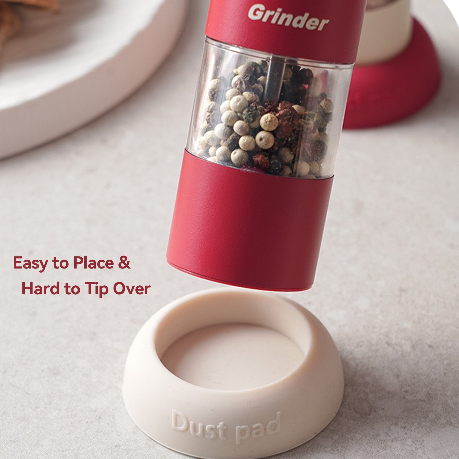 One-Touch Electric Grinder – Multi-Purpose Salt & Pepper Mill with Adjustable Coarseness, Visible Chamber, Non-Slip Base, Stylish Gift for BBQ & Parties