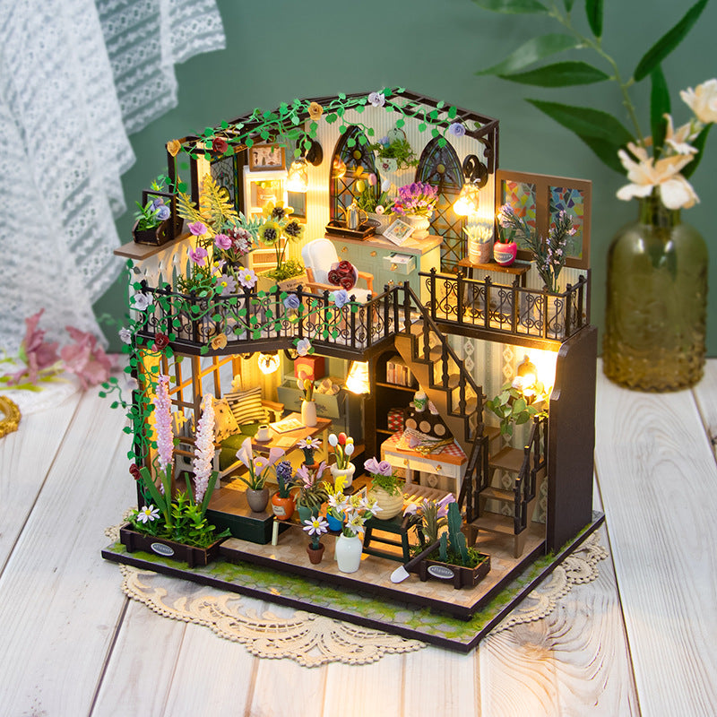 DIY Miniature Garden Villa Kit with Dust Cover