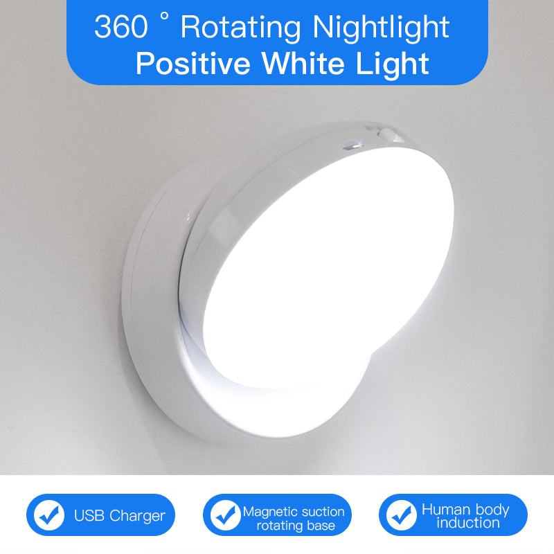 360° Rotatable Motion Sensor LED Night Light – Stick-On Mini Wall Lamp Rechargeable Light for Bedroom, Cabinet, Kitchen, Hallway & Entrance