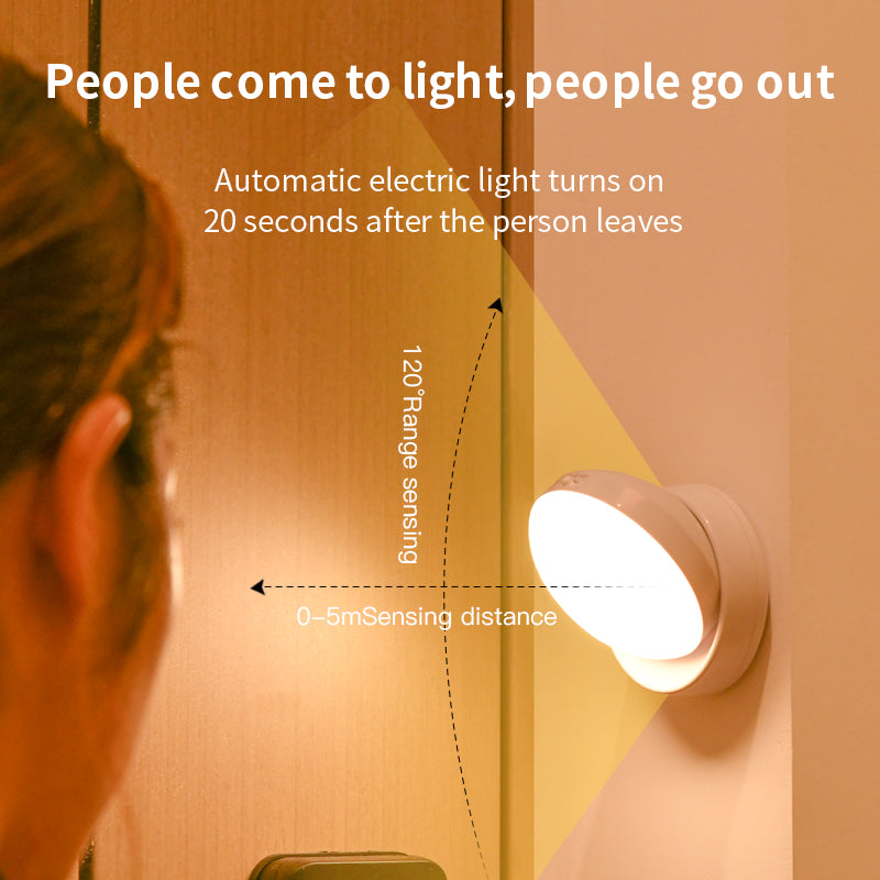 360° Rotatable Motion Sensor LED Night Light – Stick-On Mini Wall Lamp Rechargeable Light for Bedroom, Cabinet, Kitchen, Hallway & Entrance